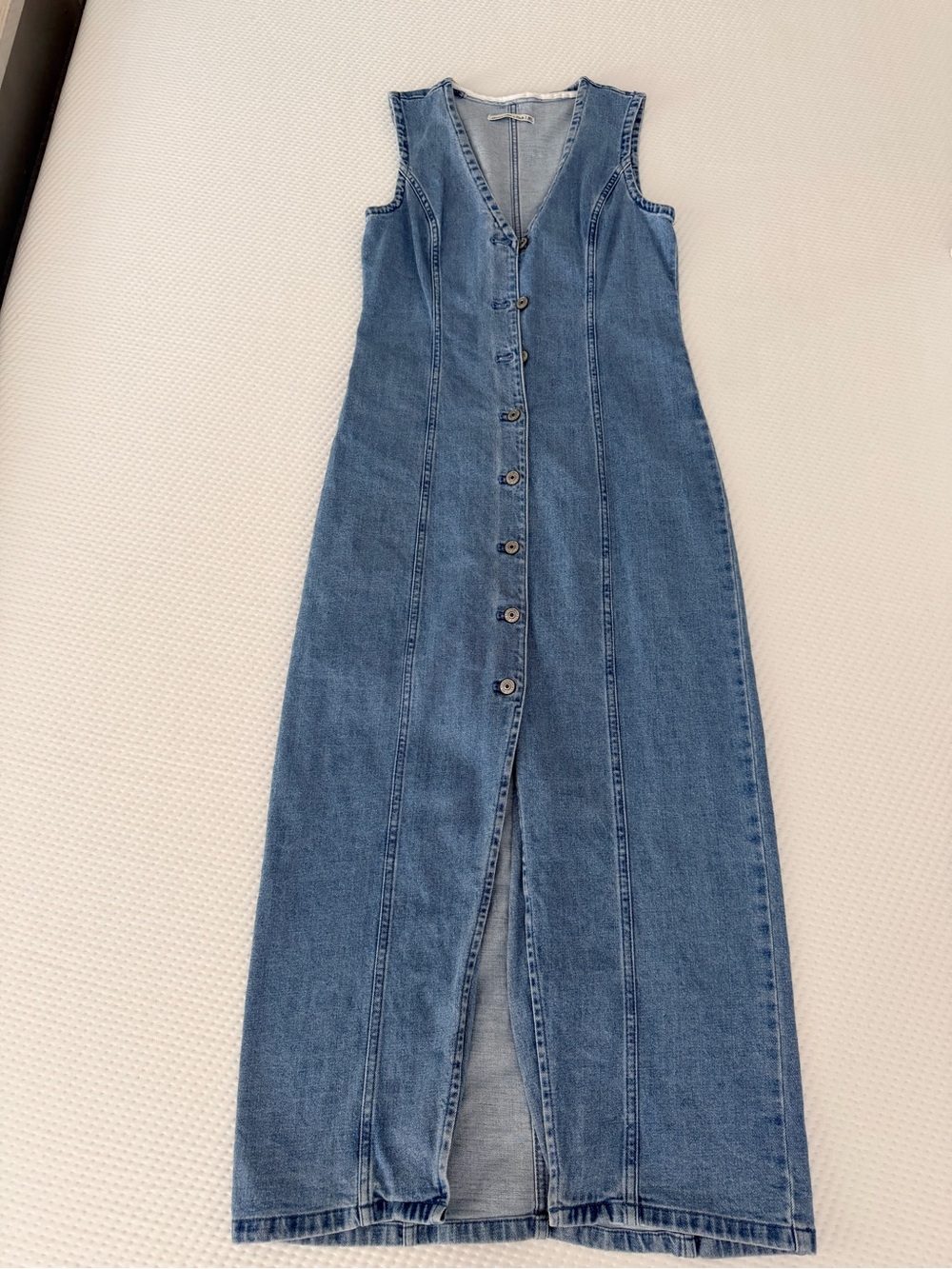 Abercrombie & Fitch Sleeveless Button-Front Maxi Denim Dress - Blue